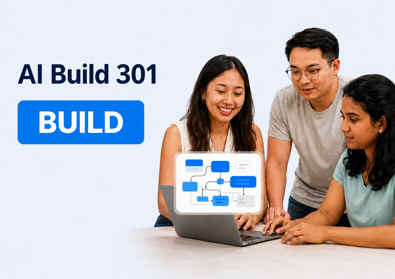 A thumbnail for AI301 learning pathway. building blocks stacked on one another